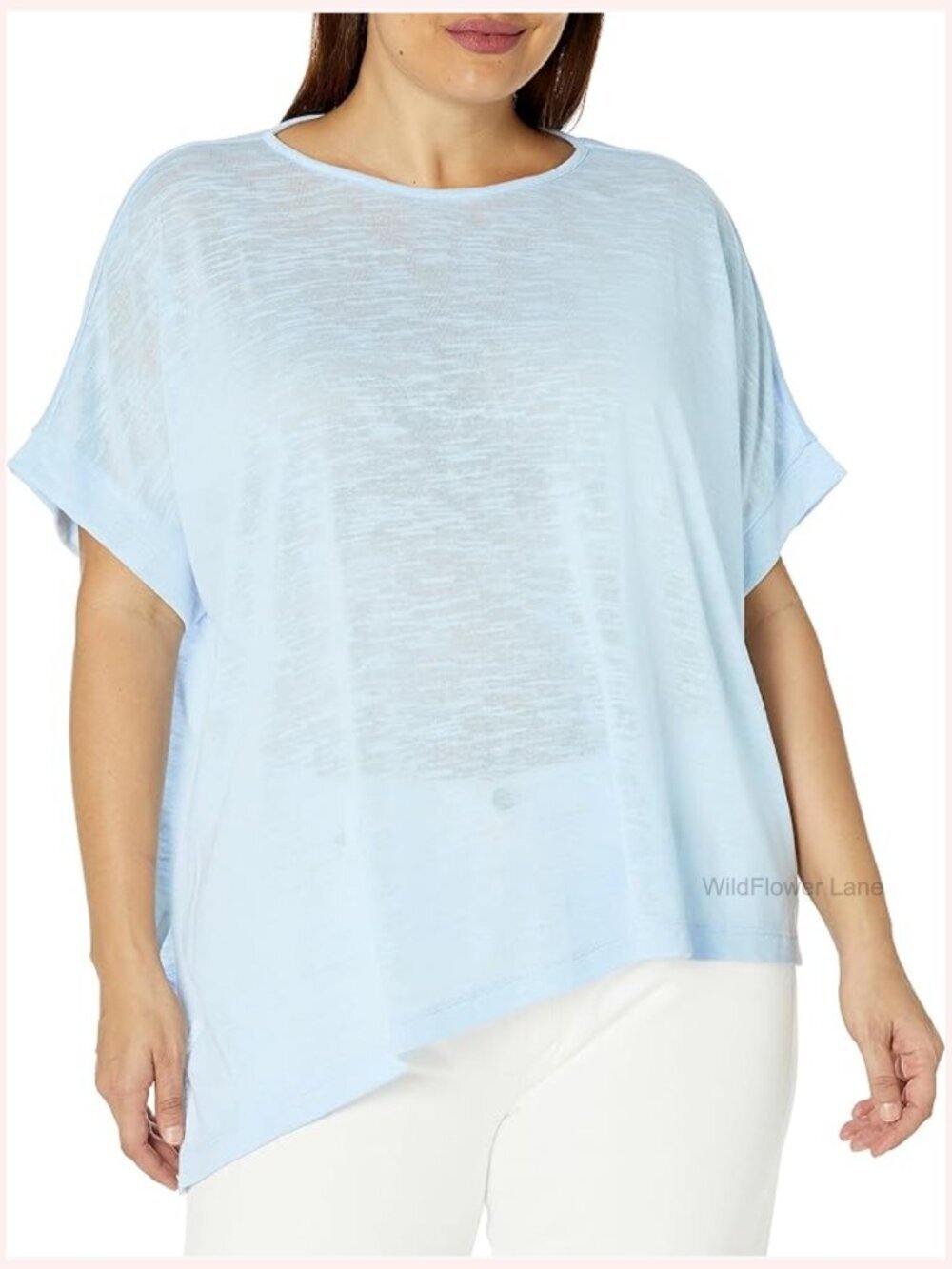 Soft Flowy Basic T-Shirt - Keyhole Neck, Cotton Blend, Machine Wash